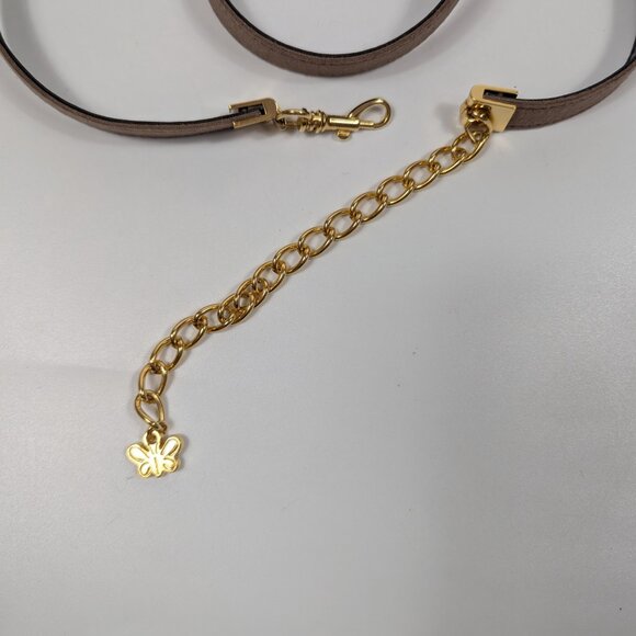 Vintage Y2K Brown Fabric Belt Gold Butterfly Chain Closure Made in Canada - Picture 2 of 4